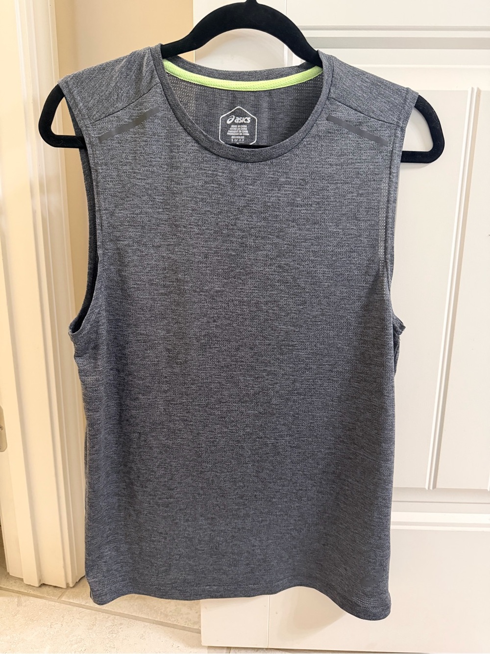 ASICS Gray Performance Tank with Neon Green Trim